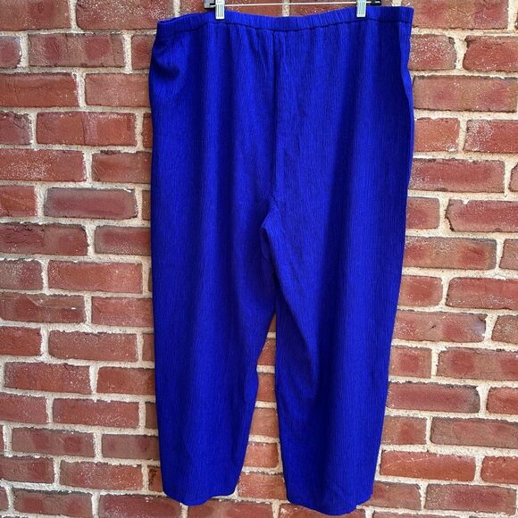 Eileen Fisher $188 Woven Plissé Wide Leg Pants Blue Violet 2X NEW - Picture 7 of 7